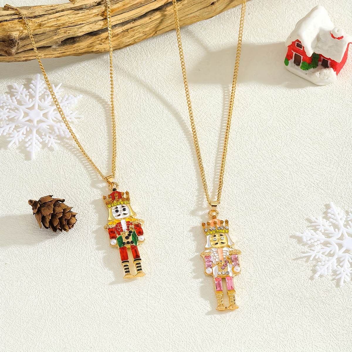 Women's Nutcracker Soldier Rhinestone & Enamel Charm Necklace Set